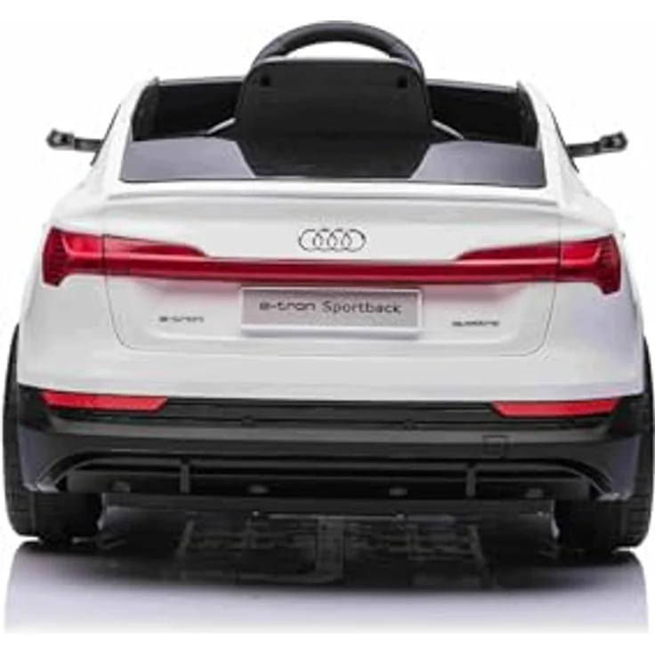 Beneo Motors Elektrisches Kinderauto Audi E-tron Sportback 12V, weiß, mit breitem Einzelsitz, Dreipunkt-Sicherheitsgurt, 2,4 GHz Fernbedienung, USB/AUX-Eingang, Federung und LED-Beleuchtung – Bild 4