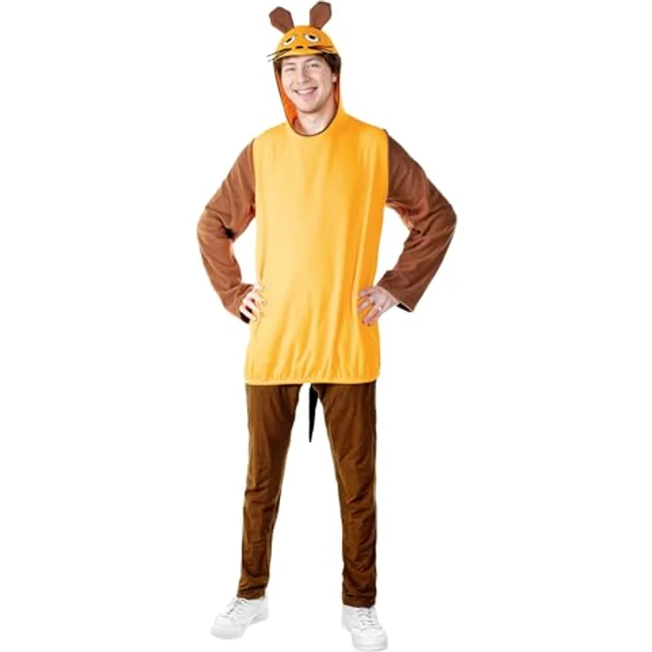Maskworld Die Sendung mit der Maus Maus Kostüm Größe L Hoodie Kapuzen-Pulli Orange-braun für Karneval, Halloween & Motto-Party – Bild 3