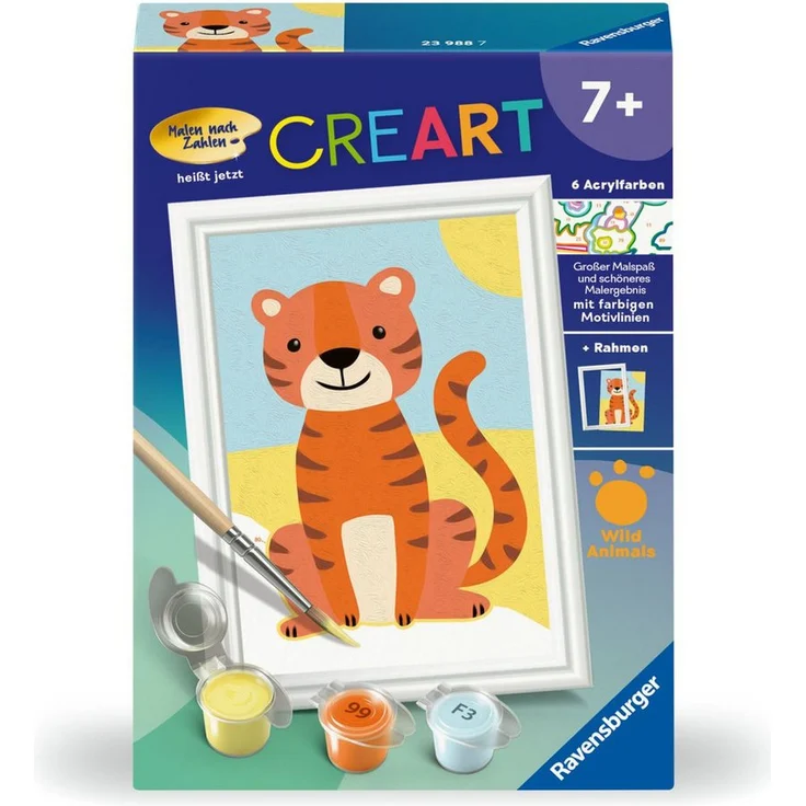 Ravensburger Verlag GmbH Malen nach Zahlen - CREART® - Kleiner Tiger, Malset mit farbigen Motivlinien und 6 Acrylfarben – Bild 1