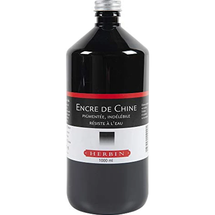 OTTO Maltuch Zeichentusche 1000 ml, schwarze Tusche mit hoher Lackkonzentration, lösungsmittelbeständig für Feder und Pinsel – Bild 1