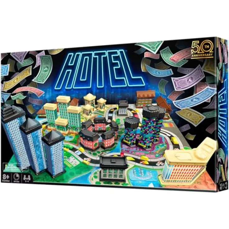 Ooba Games OOBA Ltd. - Hotel - Strategisches Brettspiel für 2-4 Spieler, Familienspiel ab 8 Jahren, spanische Variante, 40 Minuten Spielzeit
