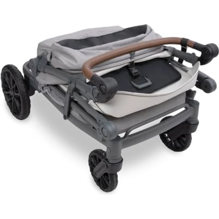 Wonderfold L4 Quad-Kinderwagen, Kompakter Bollerwagen für 4 Kinder mit seitlicher Tür, 360°-Rädern und Klappmechanismus, Grau – Bild 7