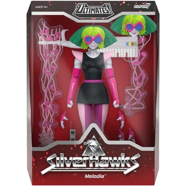 Super7 Silverhawks Ultimates Actionfigur Wave 07 Melodia (Toon), detailreich und beweglich, 235 mm Höhe – Bild 3