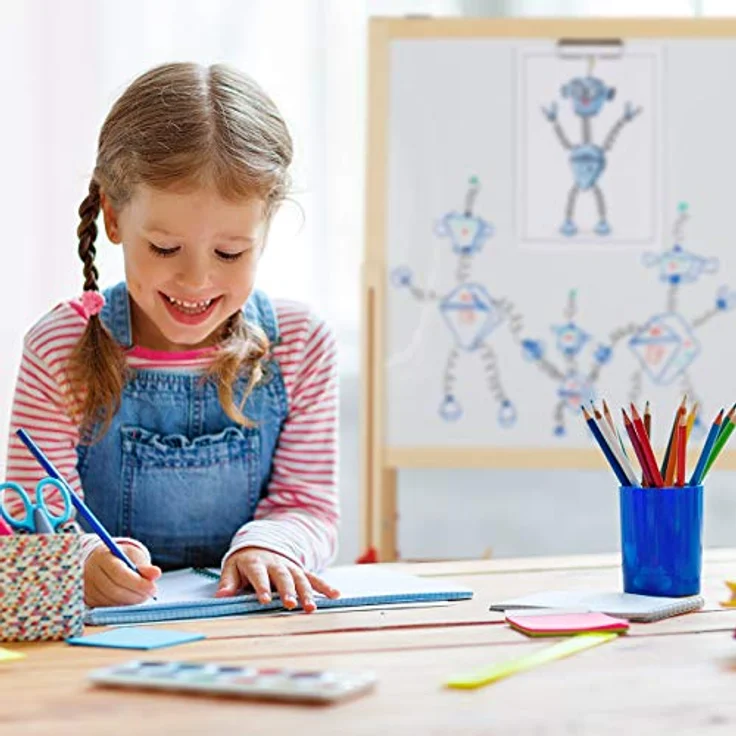 relaxdays Standtafel Kinder mit Whiteboard, höhenverstellbar, natur/weiß/grün, 3in1 Kreidetafel und Kinderstaffelei – Bild 3