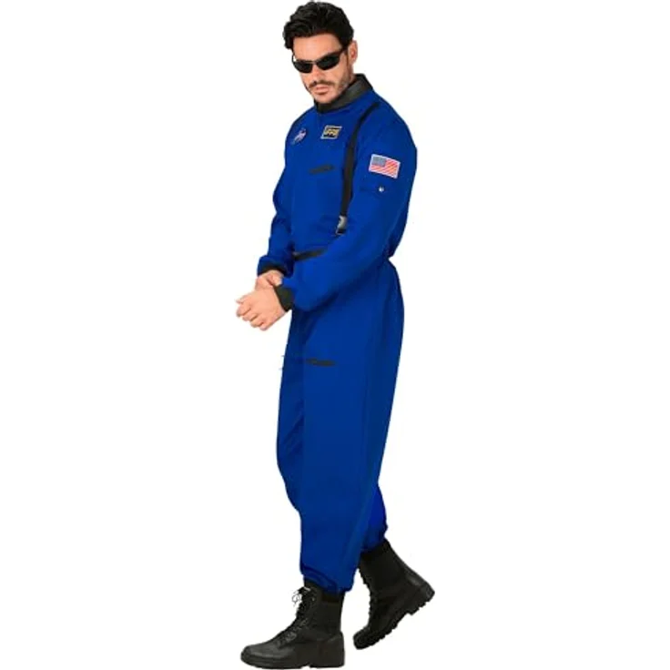 Widmann Astronaut Overall, Kostüm für Herren mit Gurten und Emblemen, blau – Bild 3