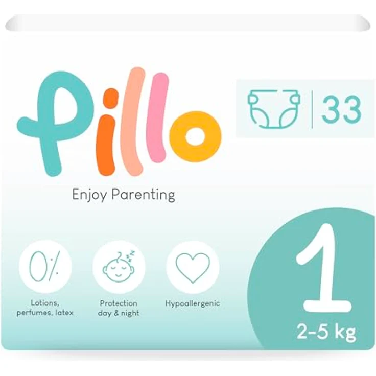 Pillo Premium New Born Size 1 Einwegwindeln, 2-5 kg, hypoallergen, atmungsaktiv, 33 Stück – Bild 1