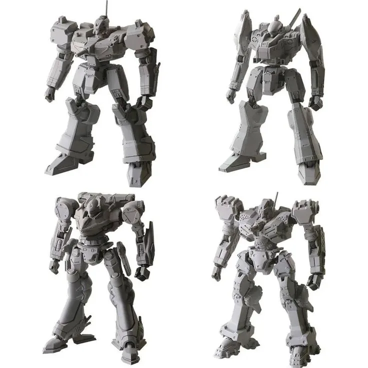 SquareEnix Armored Core Structure Arts Plastic Model Kits 4er-Pack Series 1, 4 detailreiche Mecha-Bausätze mit Artikulationspunkten und austauschbaren Teilen, 9-11 cm groß