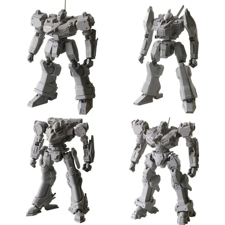 SquareEnix Armored Core Structure Arts Plastic Model Kits 4er-Pack Series 1, 4 detailreiche Mecha-Bausätze mit Artikulationspunkten und austauschbaren Teilen, 9-11 cm groß