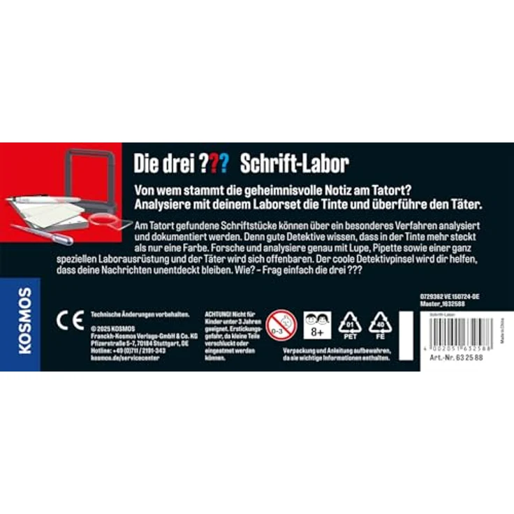 Kosmos Die drei ??? - Schrift-Labor - Experimentierkasten in Metalldose mit analysierbaren Tinten und echten Unterschriften – Bild 2
