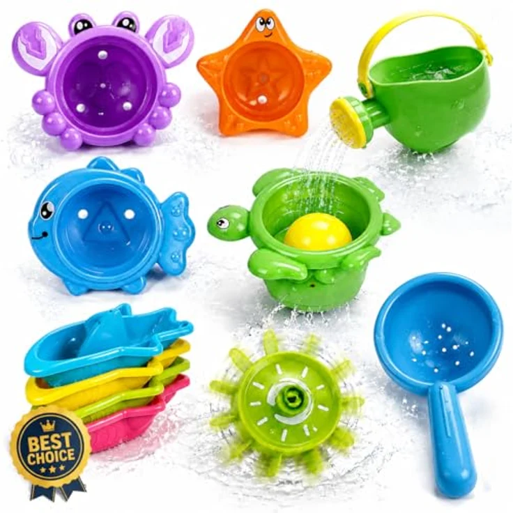 CozyBomB Badewannenspielzeug & Poolspielzeug, BPA-freies Wasserspielzeug für Kinder ab 1 Jahr, ideal für Badewanne & Planschbecken, Outdoor Sandspielzeug, Geschenk für Jungen und Mädchen – Bild 1