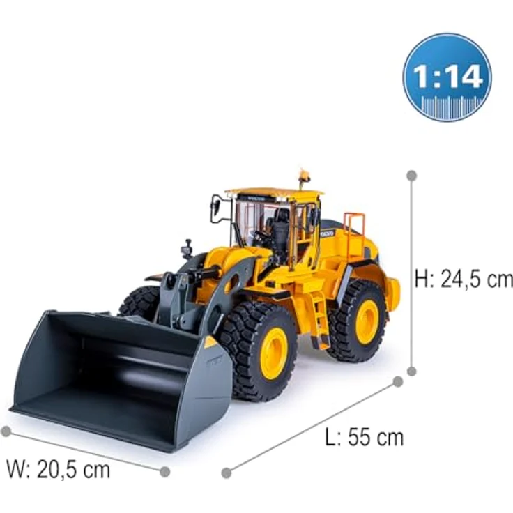 Orange Radlader Volvo L260H, Metal Modell 1:14 mit 2,4GHz Fernsteuerung, 1200 mAh Akku – Bild 3