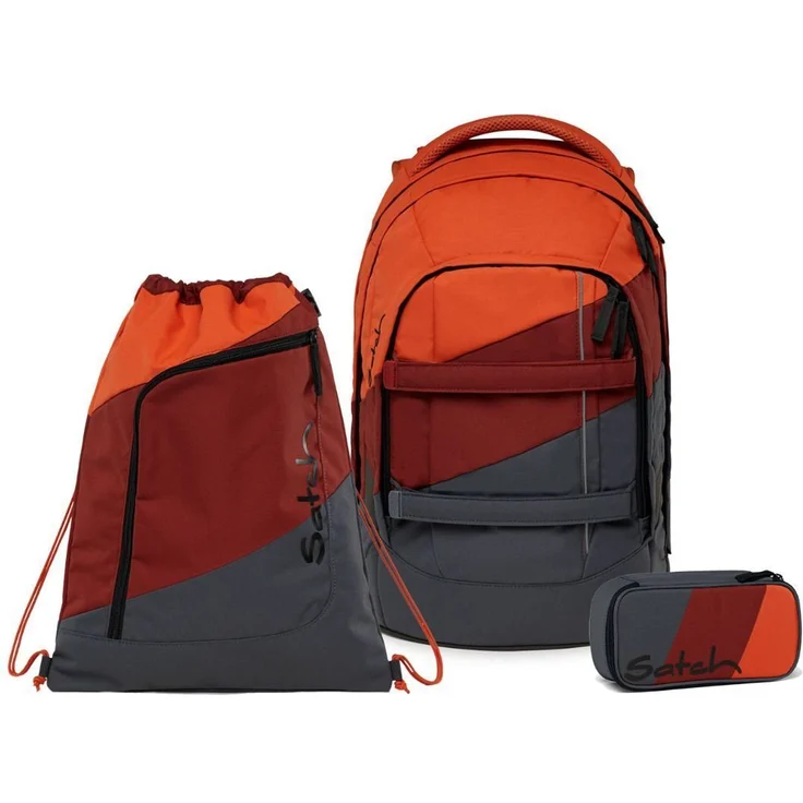 Satch Schulrucksack Pack Now or Never, 3tlg Set inkl. Schlamperbox und Sportbeutel, ergonomisch, schwarz – Bild 1