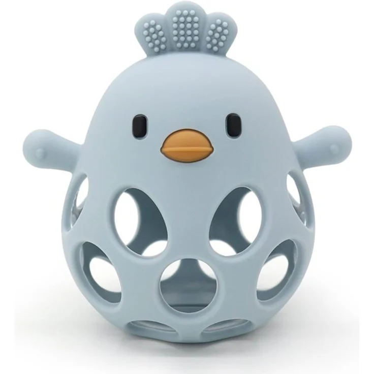 Magni Duckling Teether Ball, LFGB Silikon Spielzeug in Blau für motorische Entwicklung, ab 6 Monate
