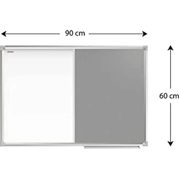 ALLboards Kombitafel, Whiteboard und graue Filz-Pinnwand mit Alurahmen, magnetisch und trocken abwischbar – Bild 5