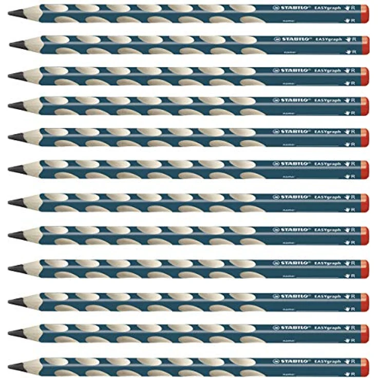 Ergonomischer Dreikant-Bleistift für Rechtshänder - STABILO EASYgraph in petrol - 12er Pack - Härtegrad HB – Bild 1