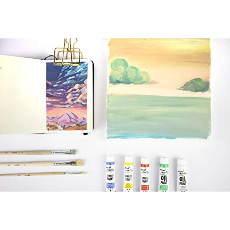 Mont Marte Pinselset Borstenpinsel 4, 8, 12 – 3er Set für Anfänger, ideale Flachpinsel für Ölfarben, Acrylfarben, Gouache – Bild 4