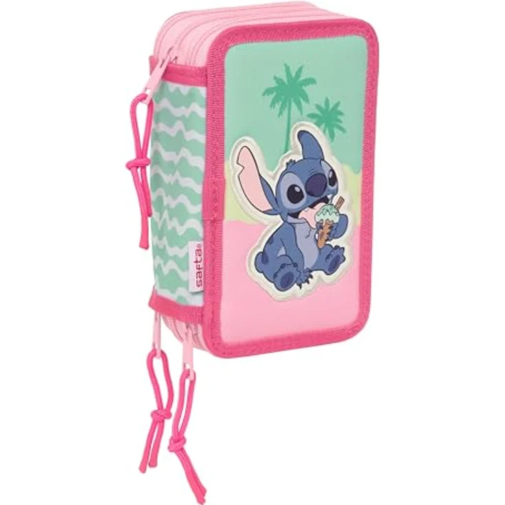 Safta STITCH ICE CREAM Federmäppchen, 37-teiliges Schulbedarf-Set für Kinder, 12,5 x 5,5 x 19,5 cm, strapazierfähig und langlebig – Bild 1