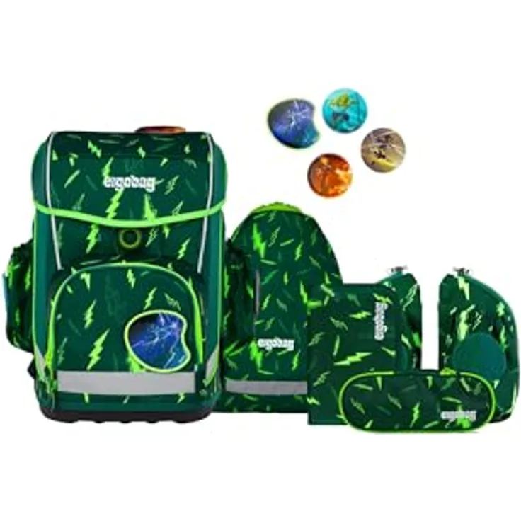 ergobag cubo light Set ergonomischer Schulrucksack, extra leicht, Set 5-teilig, 780 g, blau