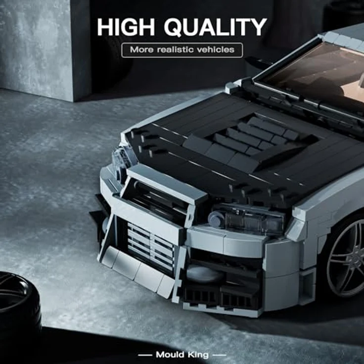 Mould King 10113 Technik Speed Champion GTR Supersportwagen, Modellbausatz mit 1513 Teilen, realistische Details und lenkbare Vorderräder – Bild 5
