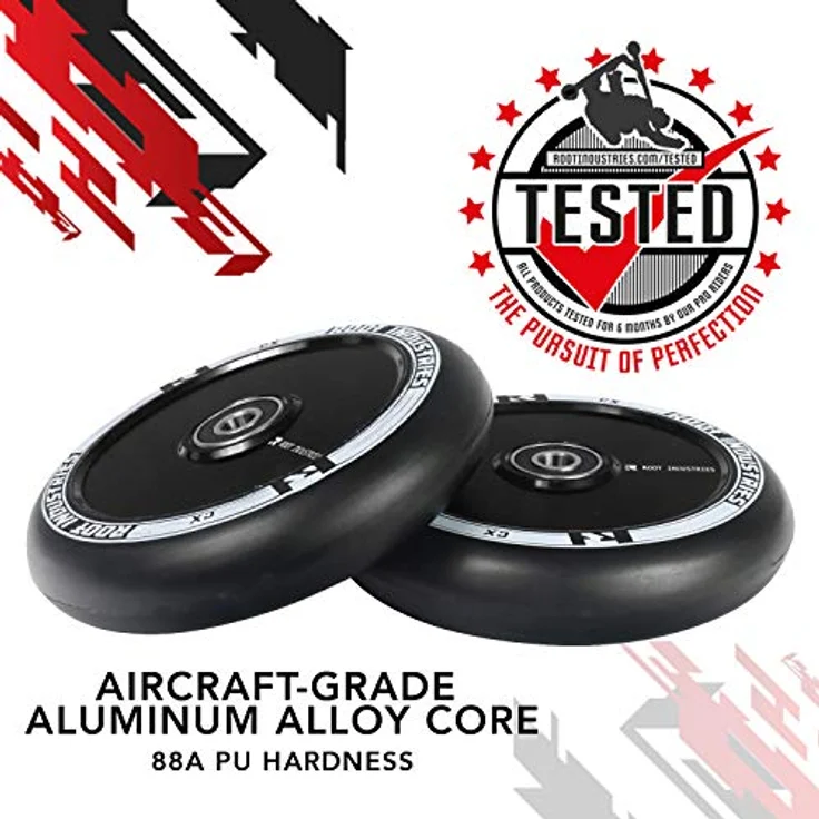 Root Industries Stuntscooter 2 x Air Stunt-Scooter Rollen 110mm, leichtes Aluminum, Schwarz/PU Schwarz – Bild 3