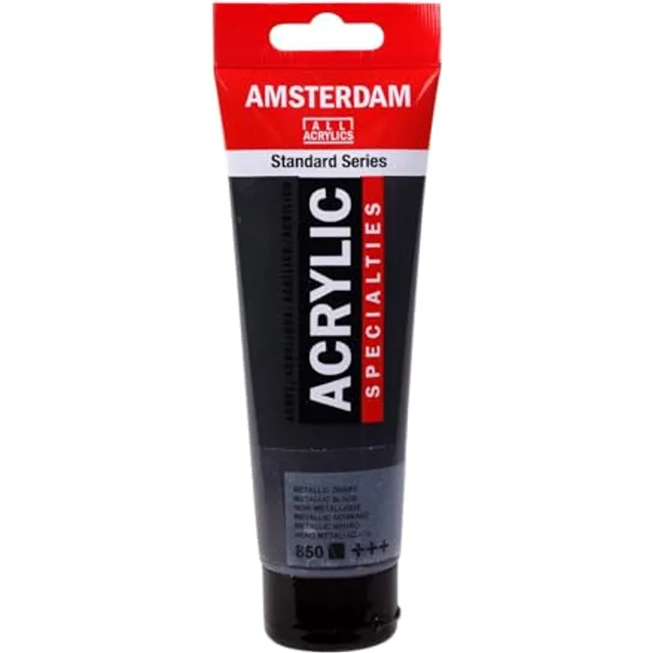 Amsterdam Standard Series Acrylfarbe Metallic Black 850, 120 ml, deckend, lichtecht, satiniert, hochwertige Pigmente