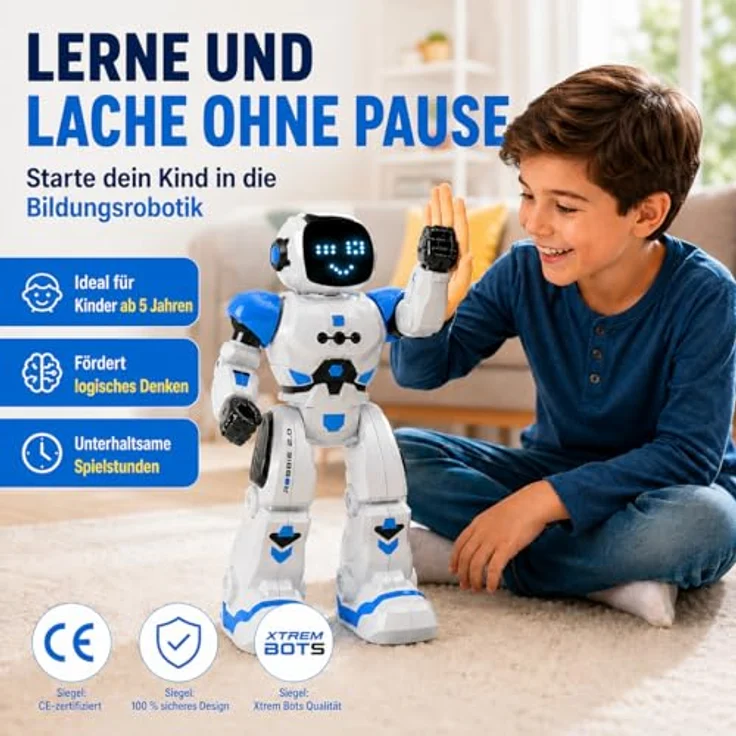 Xtrem Bots - Robbie | Roboter Kinder Ab 6 Jahre | Ferngesteuerte Roboter Blau | Roboter Ferngesteuert | Ferngesteuerter Roboter | Programmierbarer Roboter – Bild 3