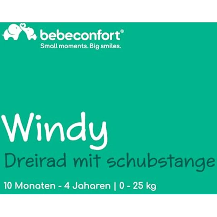 Bebeconfort Windy, Dreirad mit Schubstange, verstellbarer Wendesitz, schützendes Verdeck, kompakt zusammenklappbar, für 10 Mon. bis 4 Jahre, Tinted Grey – Bild 2