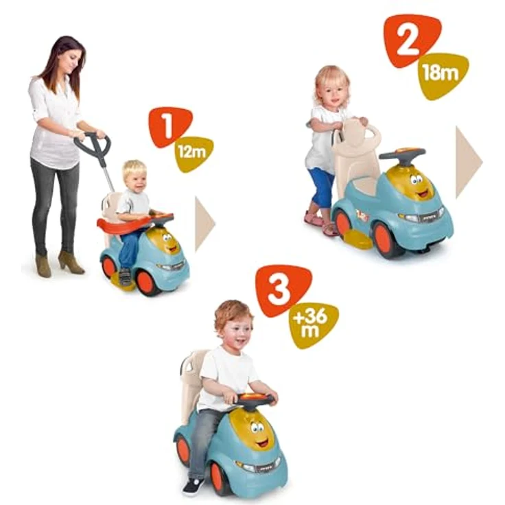 Feber Motofeber Casual 3 in 1 Push N'Go, Schiebe-Laufrad und Lauflernhilfe mit höhenverstellbarem Griff in 3 Positionen, ergonomischer Fußstütze, ideal für Kinder von 12 bis 36 Monaten, 66 x 56,5 x 47 cm, 6 kg, Famosa (FED31000) – Bild 4