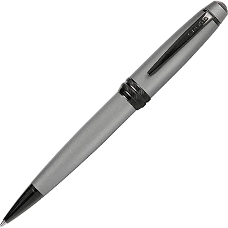 Cross Bailey Kugelschreiber, mattgrau mit schwarzen PVD Beschlägen, Drehmechanik, dokumentenechte Mine – Bild 1