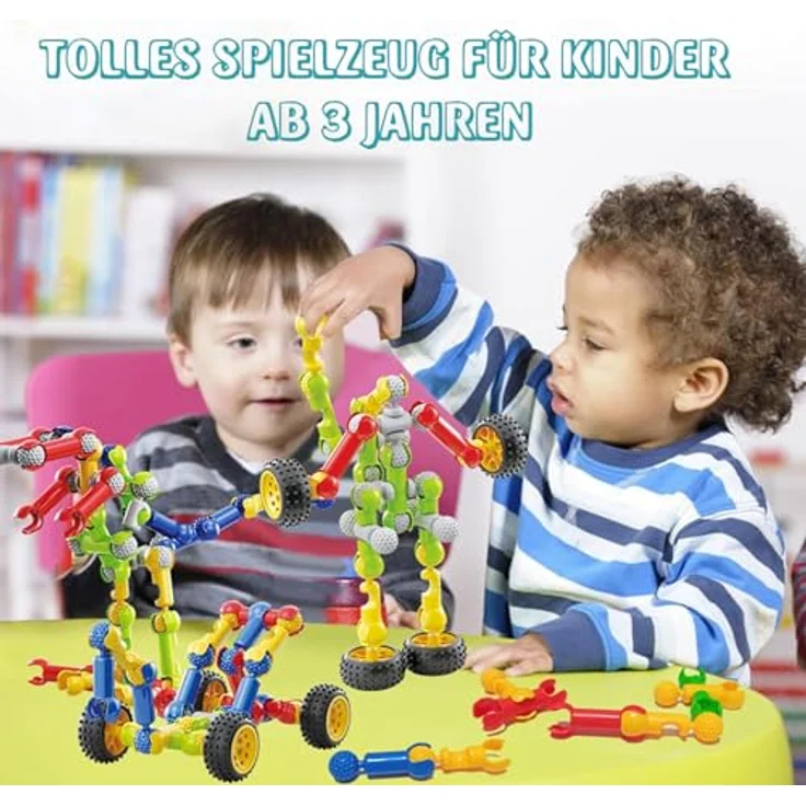 Afomida 170-teiliges STEM-Bauspielzeug, pädagogisches Konstruktionsbauset für Kinder 4–8 Jahre, 6 Farben, sicher und kreativ, geeignet für Jungen und Mädchen – Bild 5