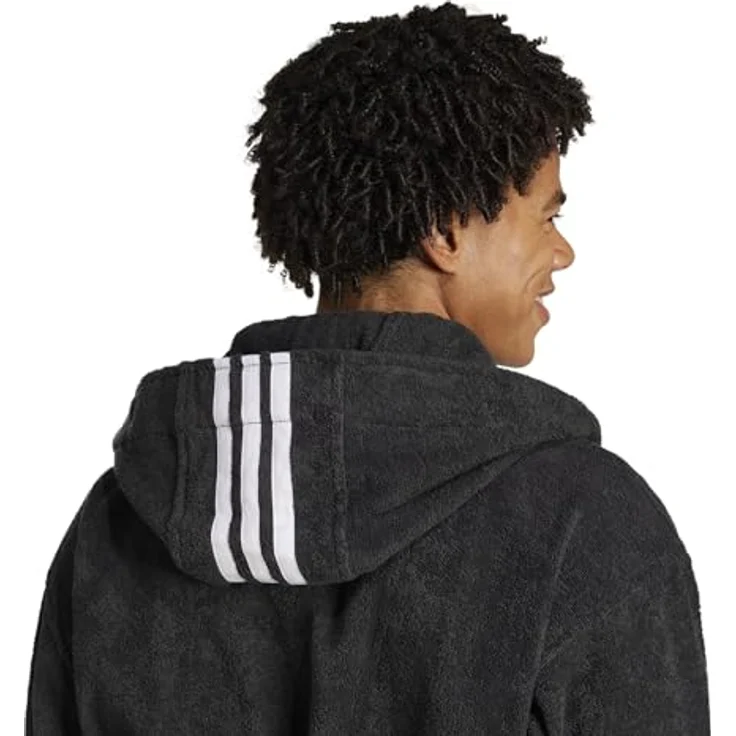 adidas Performance Bademantel BATHROBE HOODED BLACK – Bild 4