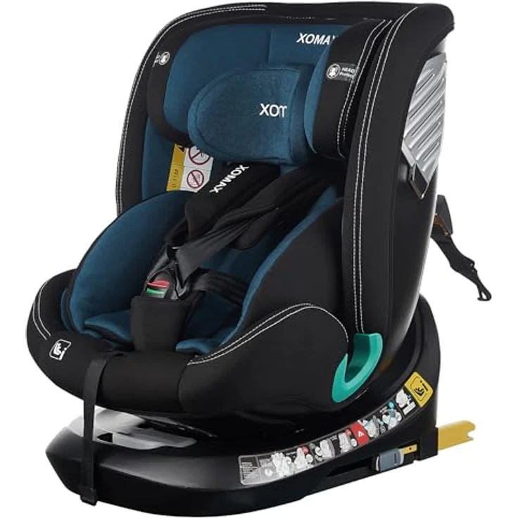 XOMAX Autokindersitz Diana, drehbar 360°, ISOFIX, 0-12 Jahre, ECE R129, schwarz/blau – Bild 2
