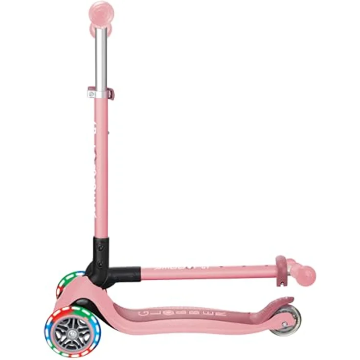 Globber PRIMO FOLDABLE LIGHTS, Dreiradscooter mit Leuchtrollen, klappbar, pastellrosa – Bild 9