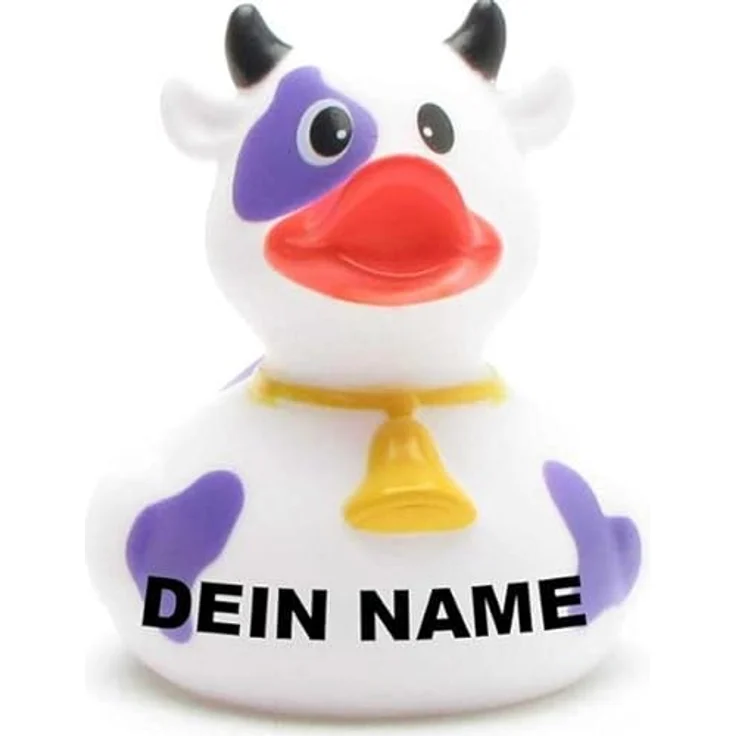 Duckshop Badeente - personalisierbar (Kuh lila) mit eigenem Wunschtext, 8 cm groß, Vinyl – Bild 1