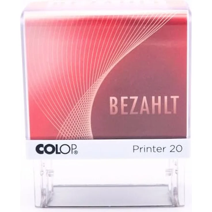 COLOP Printer 20 Textstempel, Abdruckgröße 38 x 14 mm, BEZAHLT, Kunststoff rot, Sichtfenster vorhanden – Bild 2