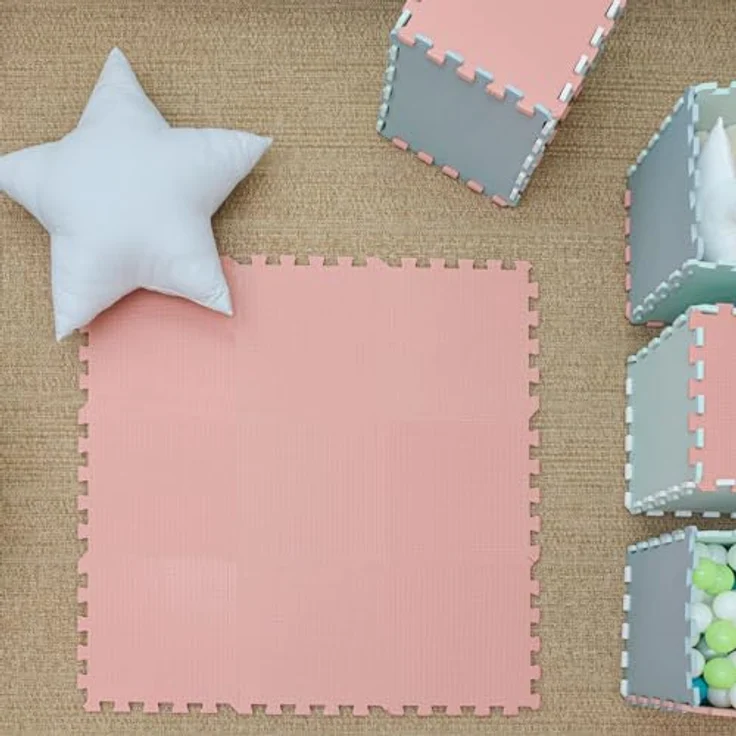 LittleTom Puzzlematte 9 Teile Spielmatte Baby Puzzlematte Krabbelmatte, 30x30cm Bodenmatte Kinderzimmer, Weichmacherfrei, Antiallergenes Material, Anti-Rutsch Profil, Stoßfest, Erweiterbar – Bild 2