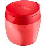 Stabilo Dosenspitzer Woody 3 in 1, kindersicherer Anspitzer mit großem Auffangbehälter, rot