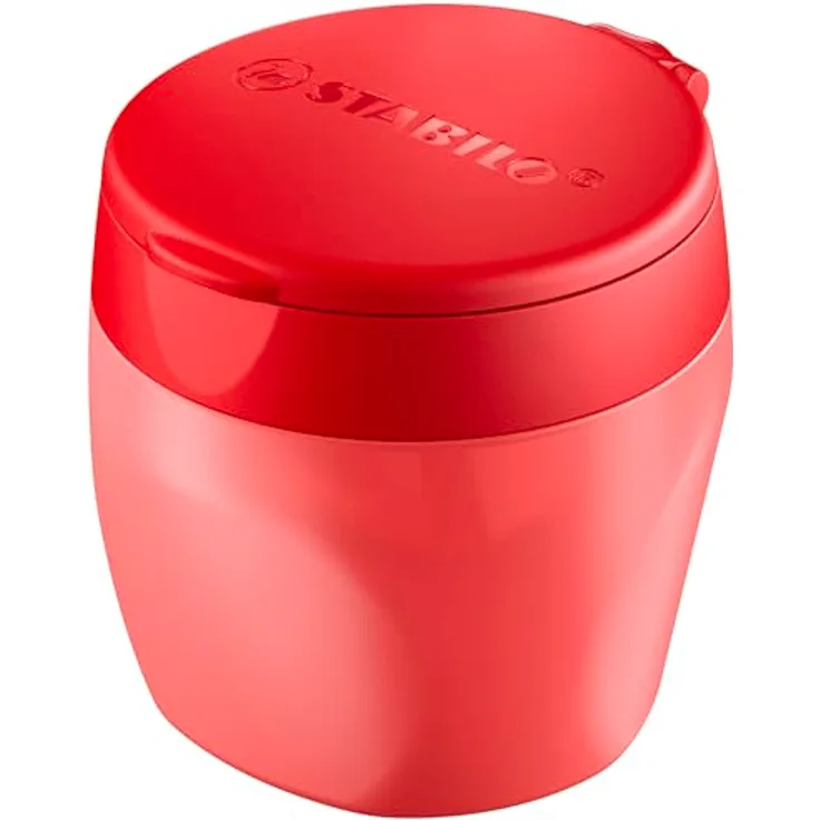 Stabilo Dosenspitzer Woody 3 in 1, kindersicherer Anspitzer mit großem Auffangbehälter, rot