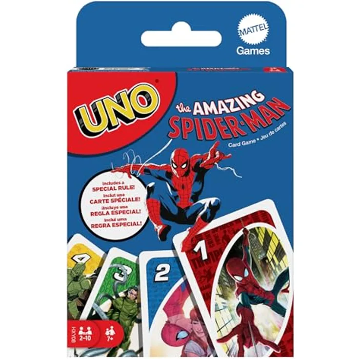 Mattel Games UNO The Amazing Spider-Man, Kartenspiel für Kinder, Erwachsene und Familien, inspiriert von der Marvel Comicreihe, HXY08 - Preisvergleich