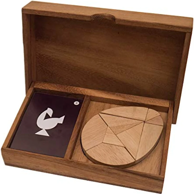 ROMBOL Variante des Tangram Spiels für 2 Personen, Holz, Legespiel, Denkspiel, Knobelspiel, Geduldspiel aus Holz, Modell: Ei, Samena-Holz, Helva-Holz, Reisespiel – Bild 4