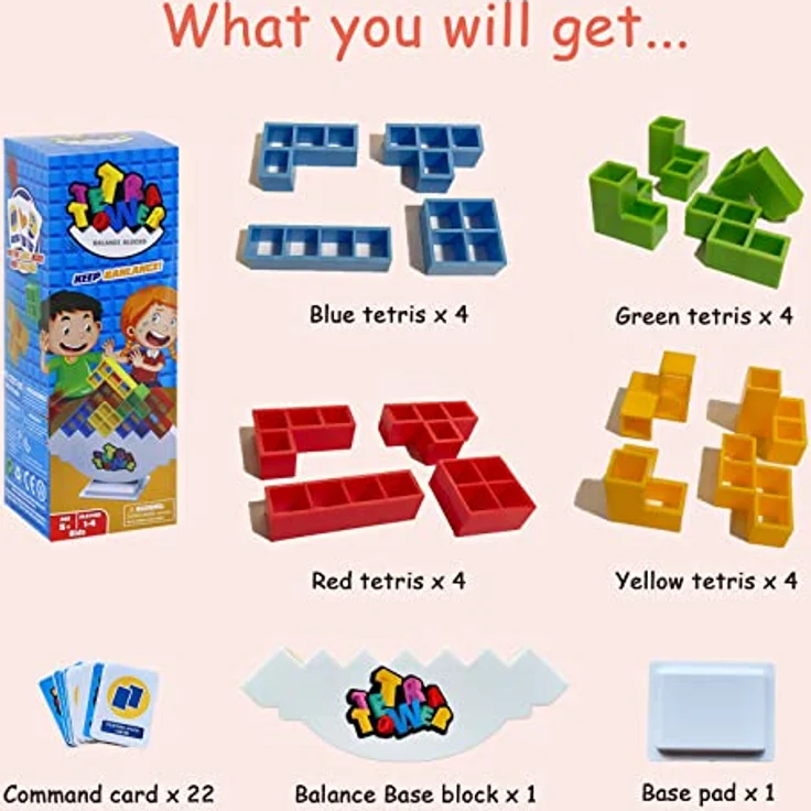 ICEPAPA, Tetra Tower Spiel, Tetris Balance Spielzeug Tower Game, Lustige stapelspiel, Stapelblöcke Balancing Spiel für Jungen und Mädchen ab Jahre 3+ – Bild 8