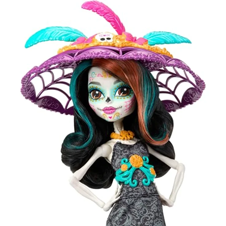 Monster High Skelita Calaveras Día de Muertos 2024 Howliday Puppe zum Sammeln mit La Catrina Hut und Papel Picado Kleid, HXH99 – Bild 3