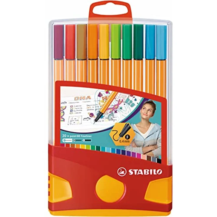 Fineliner - STABILO point 88 ColorParade - 20er Tischset in rot/orange - mit 20 verschiedenen Farben und Hängelasche – Bild 1