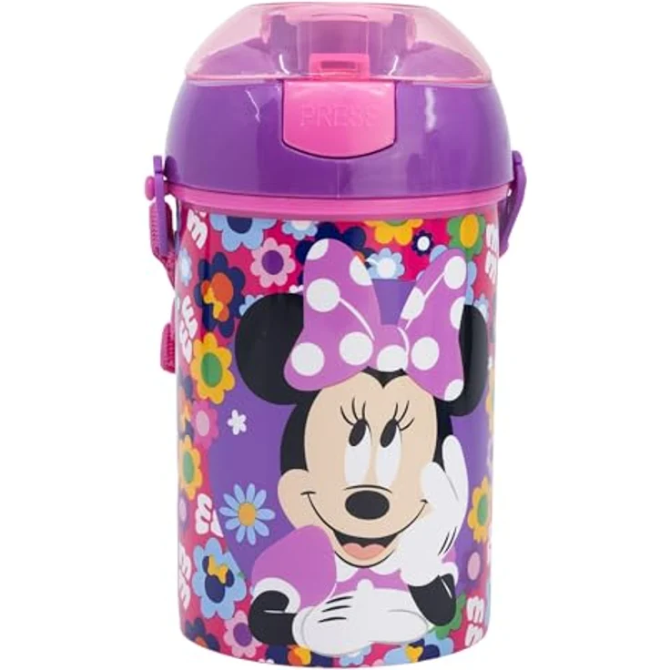Stor Wiederverwendbare Flasche Robot Pop Up mit Strohhalm, Corra Y CIERRE, 450 ml, Minnie Bold Florals, BPA-frei, offizielles Lizenzprodukt – Bild 3