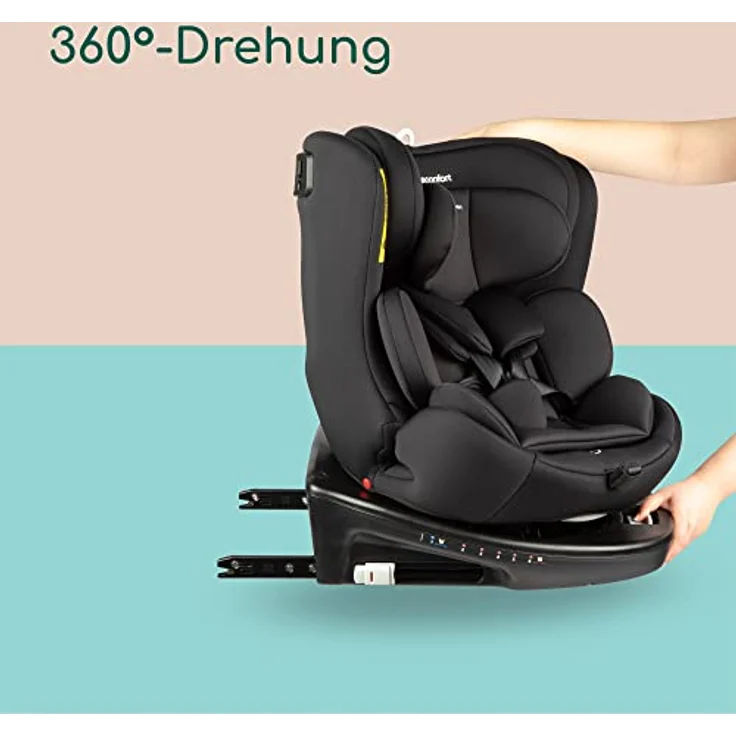 Bebeconfort EvolveFix i-Size, um 360° drehbarer Kindersitz, Kindersitz der Gruppe 0 1 2 3, ISOFIX-Kindersitz, ab Geburt bis zu 12 Jahren, bis zu 36 kg, 40-150 cm, Black Mist – Bild 6
