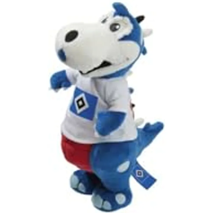 Hamburger SV HSV Plüschdino Hermann 22 cm, im weißen HSV Trikot, aus recycelter Polyesterwatte