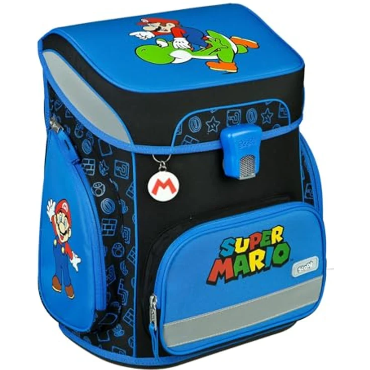 Scooli EasyFit Schulranzen-Set 5-teilig, ergonomisches Tragesystem, reflektierende Flächen, Super Mario II, 28 x 36,5 x 23 cm – Bild 3