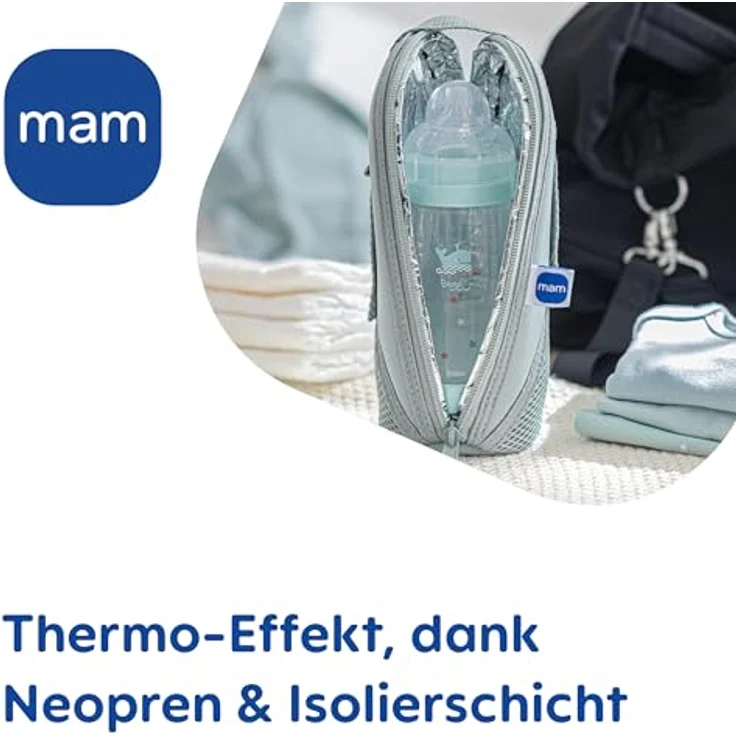 MAM Thermal Bag, Isoliertasche für Babyflaschen mit Neopren und Isolierschicht, hält Flüssigkeiten warm und kalt, schwarz – Bild 4