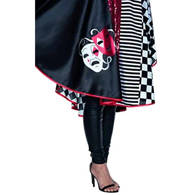 Metamorph Pierrot Cape, Knielanger Poncho mit Tüllkragen, schwarz-weiß-rot – Bild 4