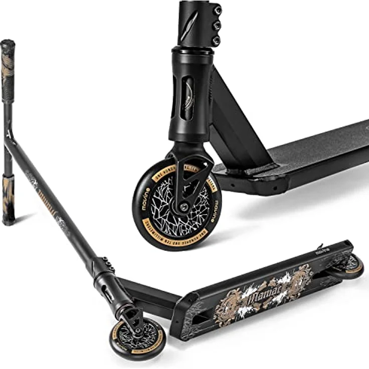 MOVINO Kinder Stunt-Scooter Maniac Golden, Aluminium Box-Cut Deck mit 110 mm Fullcore-Rollen, für fortgeschrittene Rider – Bild 1
